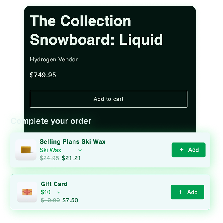Shopify product page showing the Mamba cross-sell widget